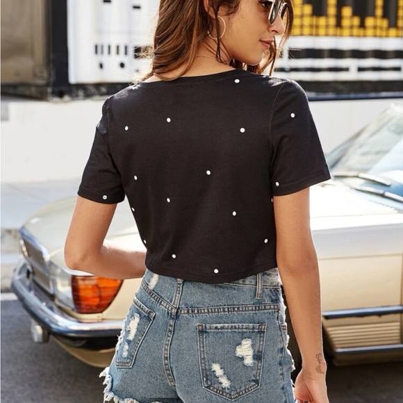 Polka Dot Twist Front Cropped Tee - Picture 8 of 9